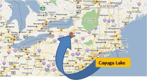 Map of Upstate New York showing location of Cayuga Lake